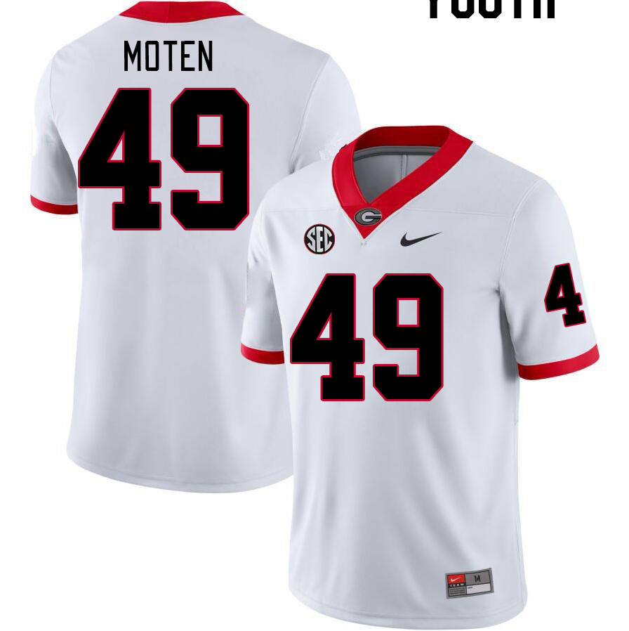 Youth #49 Jamier Moten Georgia Bulldogs College Football Jerseys Stitched-White - Click Image to Close